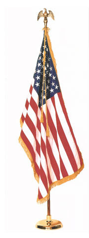 US INDOOR COMPLETE SET (flag, 9' pole, Eagle, Liberty flag stand)